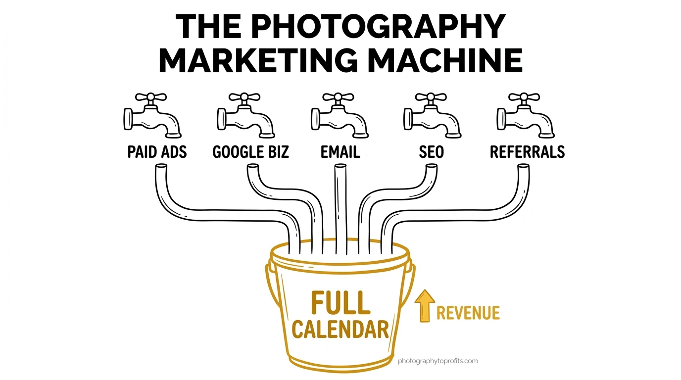 Photography Marketing in 2026: The 5-Channel System That Actually Books Clients (Not Just Likes)